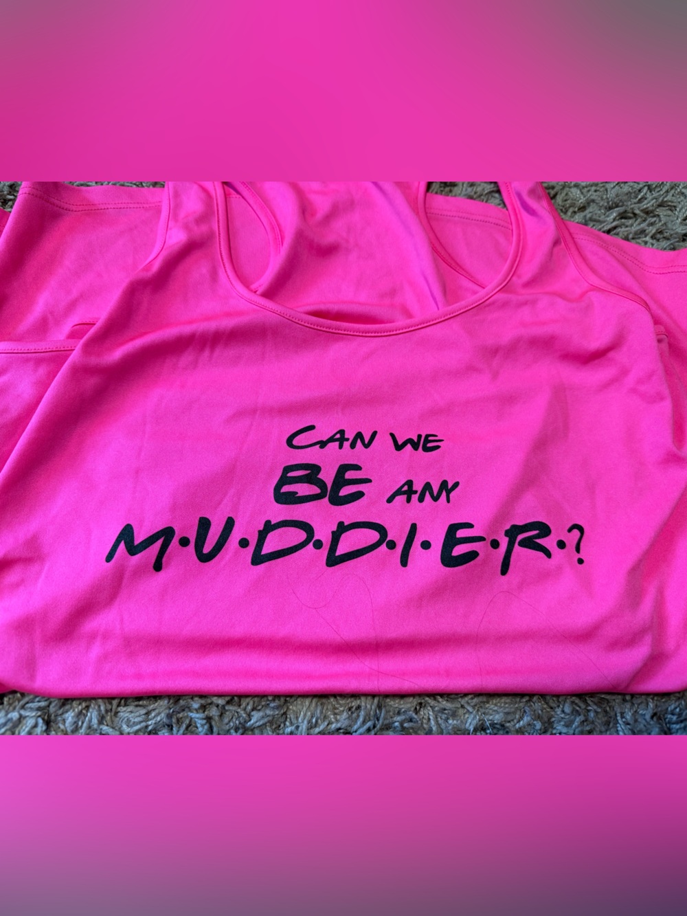 Hot pink ladies mud run tank top (large)